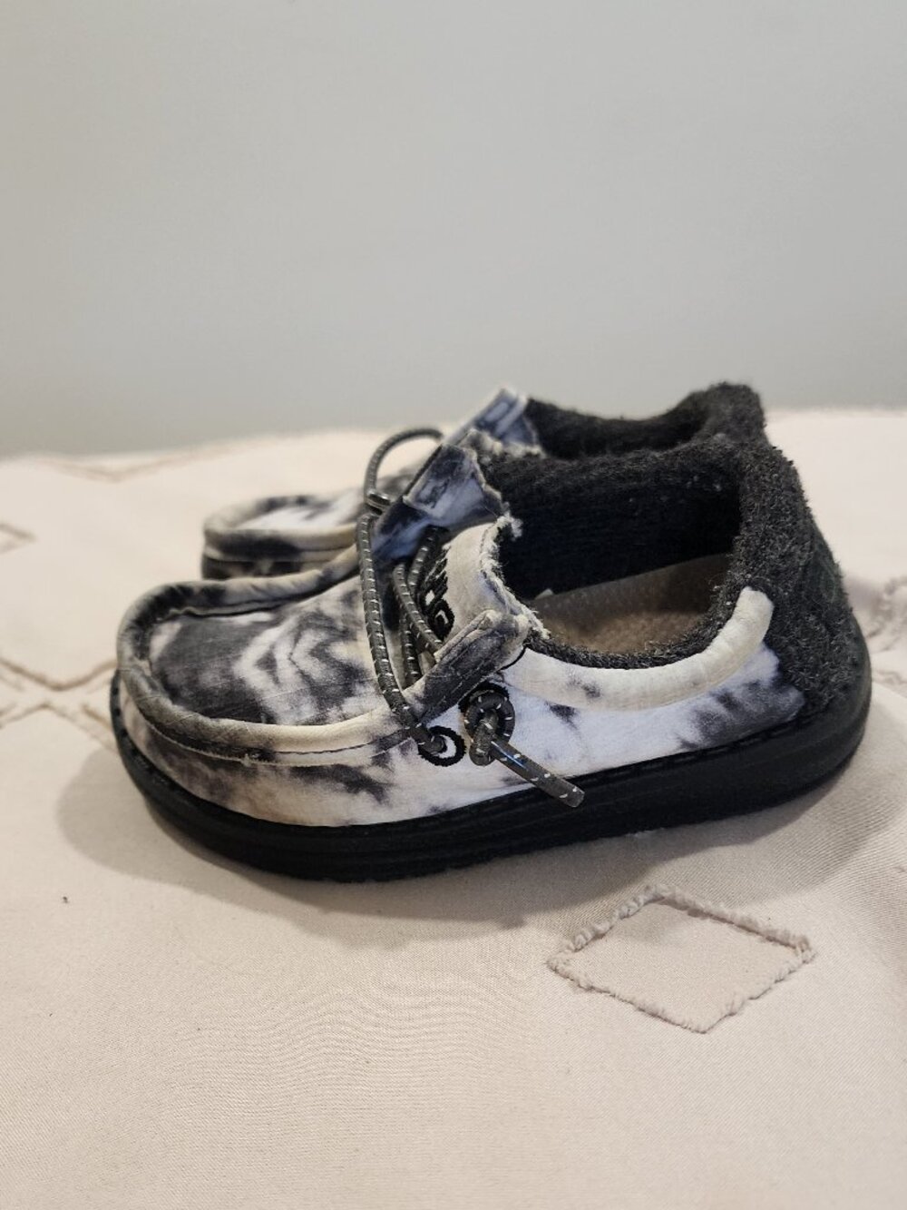 Hey Dude Wally Black and White Marble - Toddler size 6